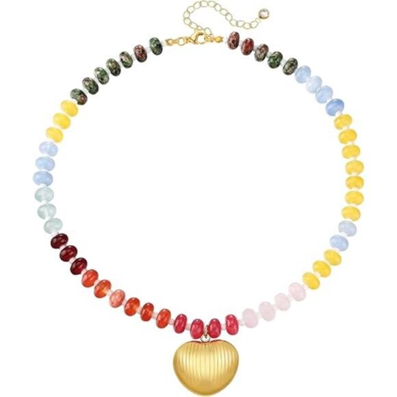 Chunky Heart Necklace | 18K Gold Plated Pendant | Bold Statement Jewelry. - Picture 5 of 5